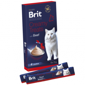 Кремообразно лакомство за котки Brit Premium by Nature Cat Creamy Treats with Beef  с говеждо месо 6х15г